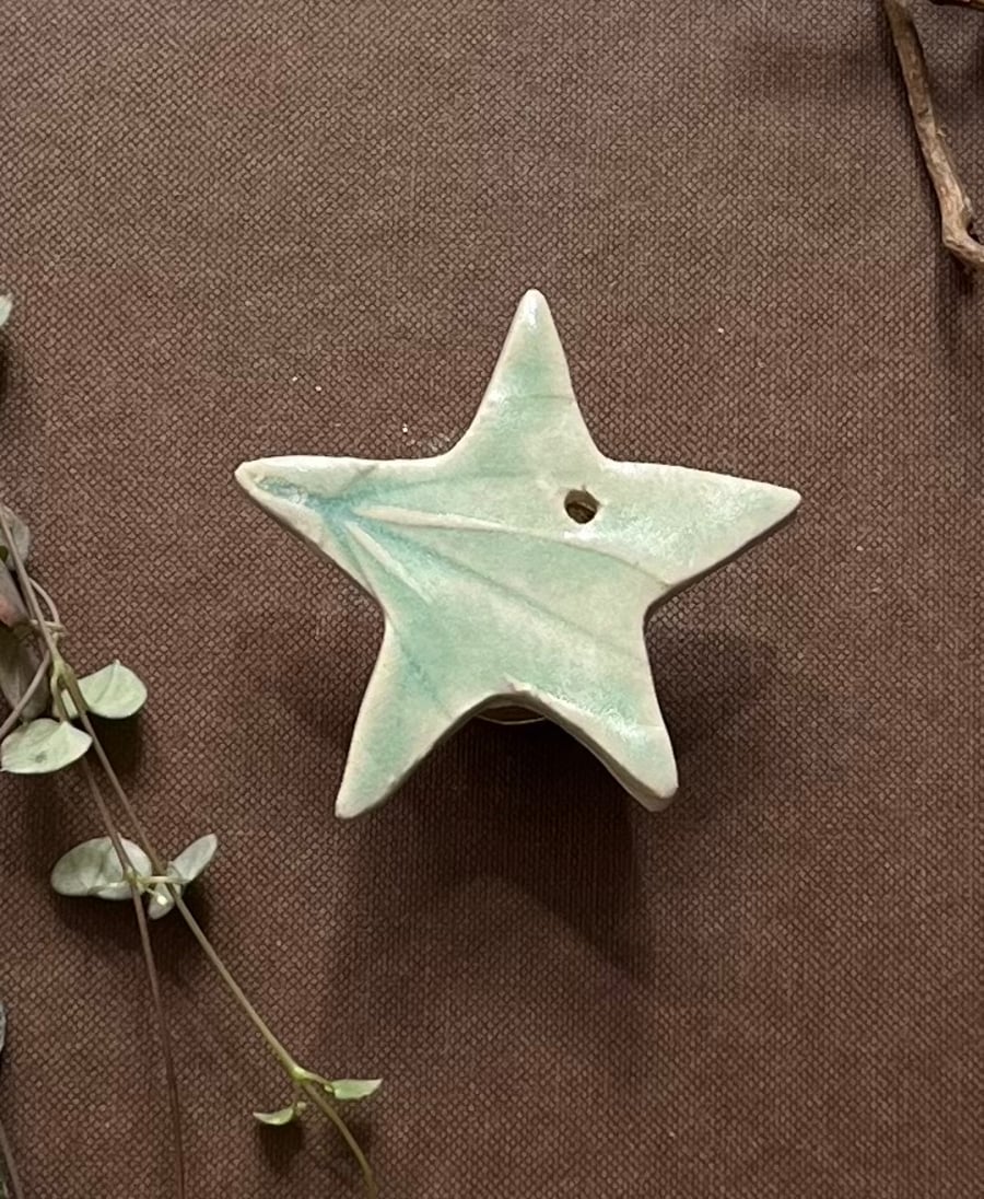 A Ceramic handmade small hanging star - 57 - Summer Studio Sale 