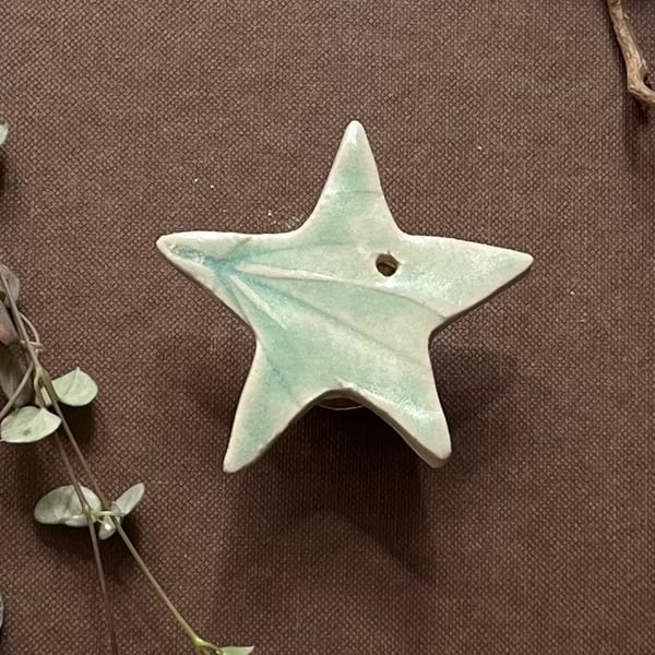 A Ceramic handmade small hanging star - 57 - Summer Studio Sale 