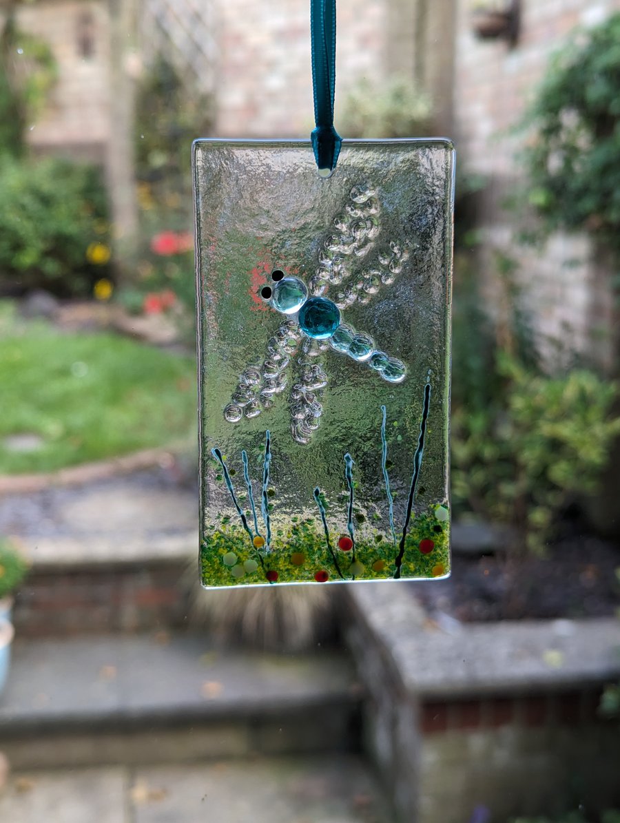 Fused Glass Dragonfly Hanger Suncatcher