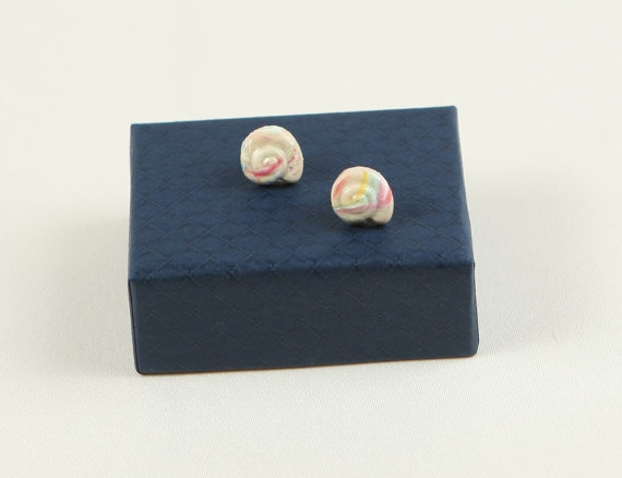 Abalone earrings, stud earrings, polymer clay earrings