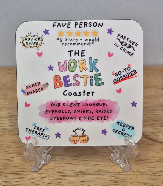 The Work Bestie Square Sublimated Coaster