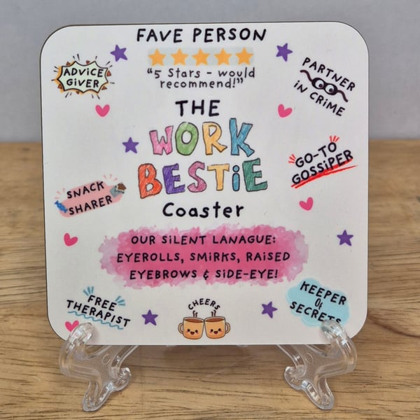 The Work Bestie Square Sublimated Coaster