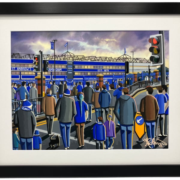 Birmingham City F.C, St Andrews, Framed Football Art Print. 14" x 11" Frame Size