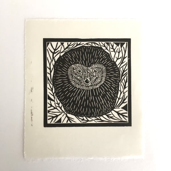 Seconds Sunday - Hedgehog - Linocut Print