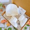 Crochet Baby Beanie and Booties Set in White 0-3 Months