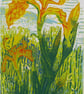 Yellow Iris, Flower - Original Linocut Hand Pressed Ltd Ed 