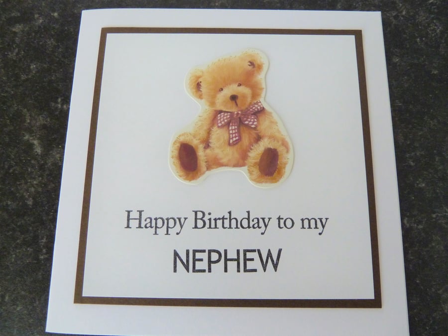 happy birthday teddy bear nephew card