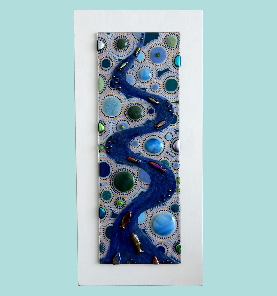 UNIQUE: Handmade Fused Glass 'FISHES' Picture.