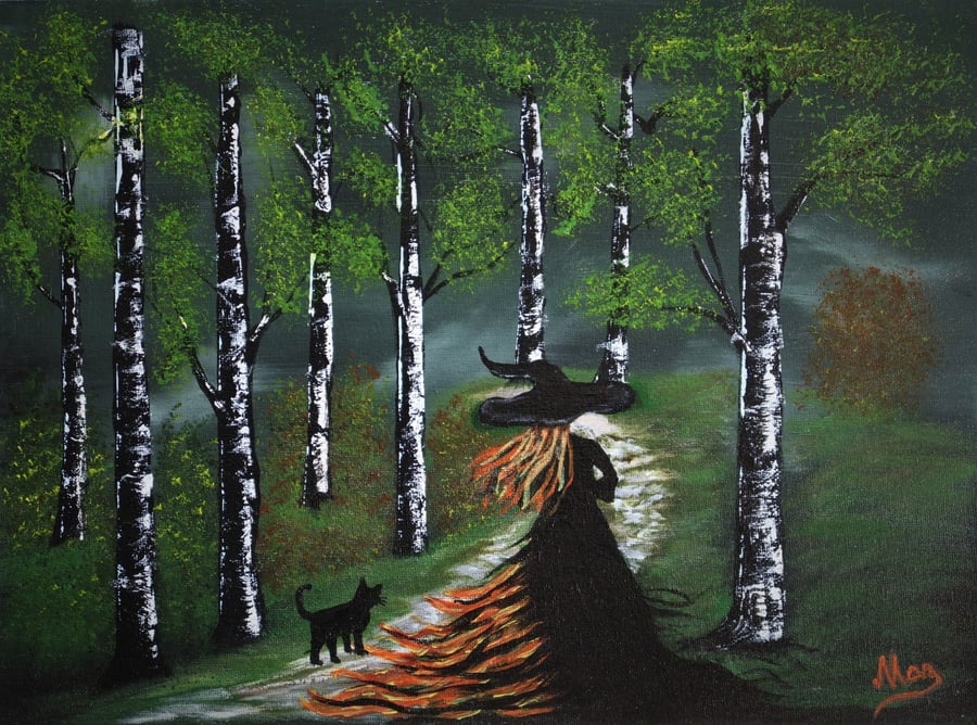 A Walk in the Forest. Original Acrylic Painting on Canvas Board. Unframed.