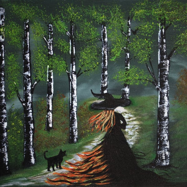 A Walk in the Forest. Original Acrylic Painting on Canvas Board. Unframed.