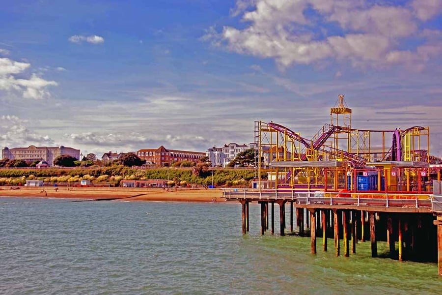 Clacton On Sea Pier And Beach Essex UK Photograph Print