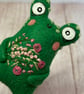 Felt Art Doll Floral Frog Pink - Image 6