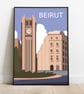 Beirut retro travel poster, Beirut city art print, Lebanon travel poster - Image 2