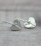 Silver Heart Earrings with Leaf Pattern - Image 2