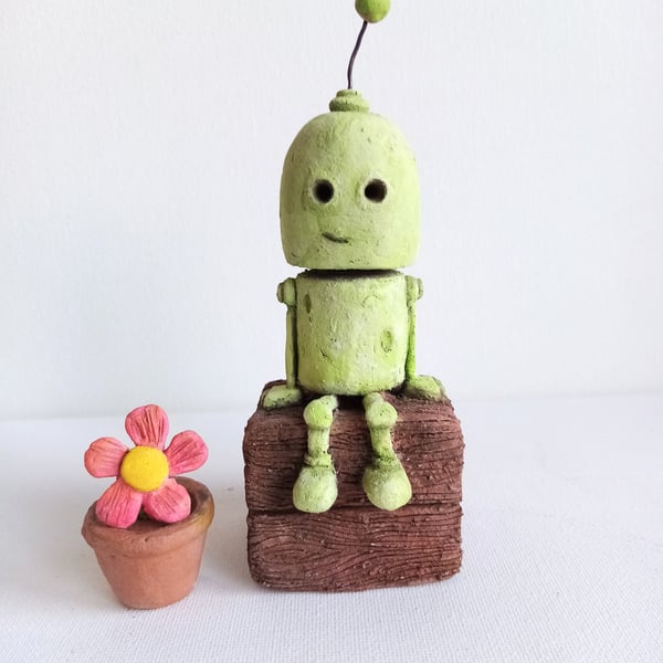 Green Robot sculpture 