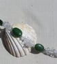 SALE Green Nephrite Jade & Clear Quartz Gemstone Bracelet "Frosty Pine" - Image 4