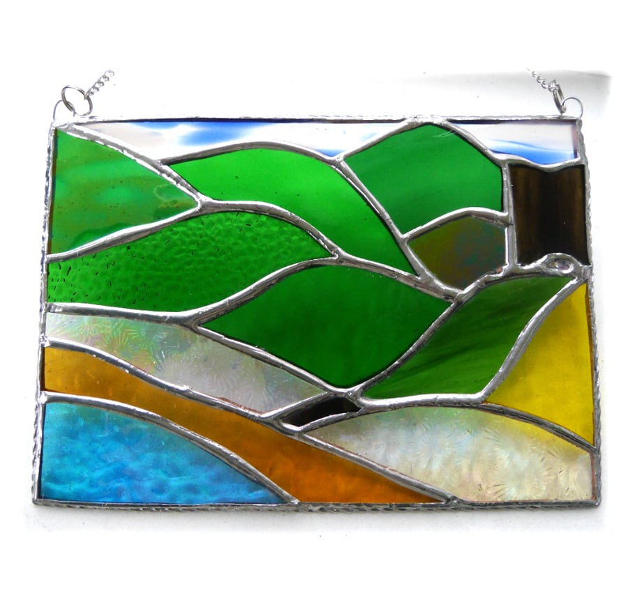 Welsh Mountain Stained Glass Picture Landscape 009