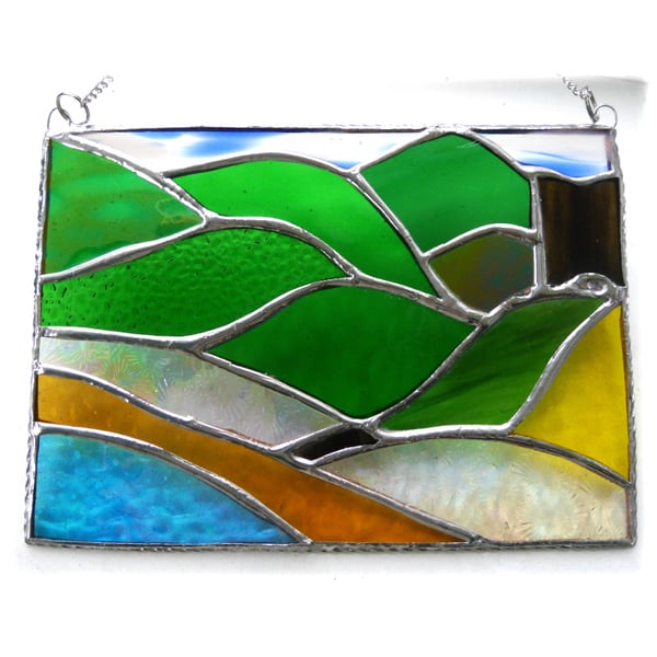 Welsh Mountain Stained Glass Picture Landscape 009