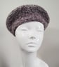 Dark Red and Grey Wool and Mohair Crochet Beret - Image 2