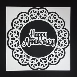 Happy Anniversary Greeting Card - Black and White