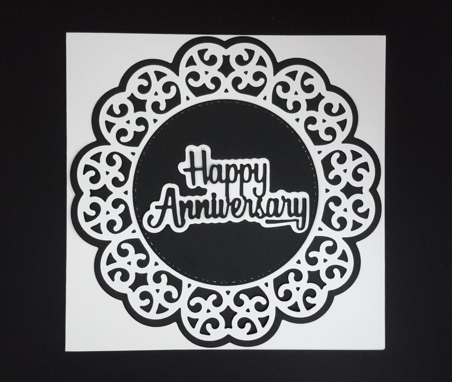 Happy Anniversary Greeting Card - Black and White