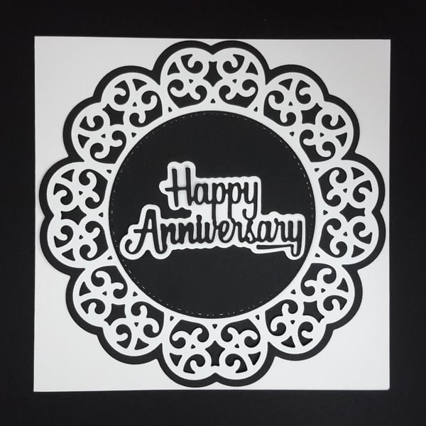 Happy Anniversary Greeting Card - Black and White