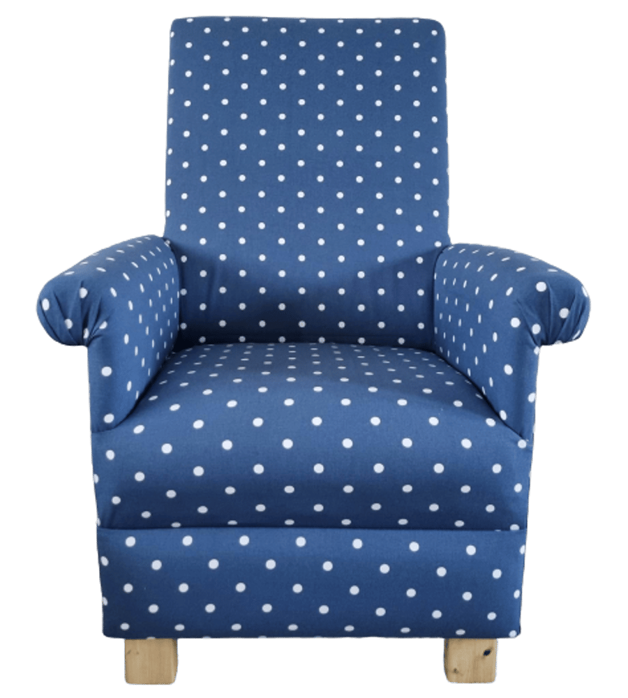 Kids Armchair Navy White Polka Dots Clarke Dotty Spot Children's Chair Nursery