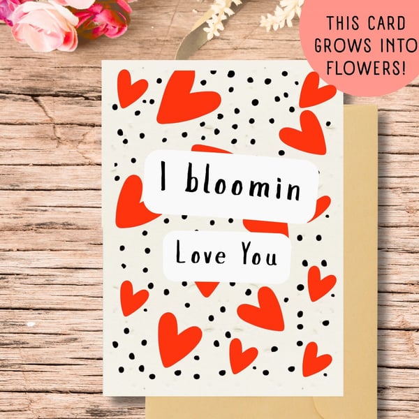 Plantable valentines Card, Seed Paper Card, Handmade