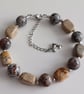 Handmade Jasper & Agate Beaded Bracelet, Natural Gemstone Jewellery for Women 