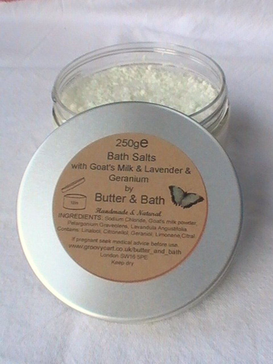 Natural Bath Salts with Goat's Milk, Lavender and Geranium 250g 8.8oz