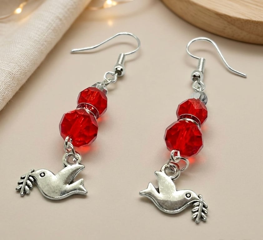  Festive Drop Turtle Dove Crystal Earrings