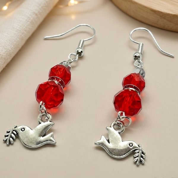  Festive Drop Turtle Dove Crystal Earrings