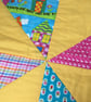 Patchwork Cot quilt - Yellow windmill design. Cotton and soft bamboo. - Image 2