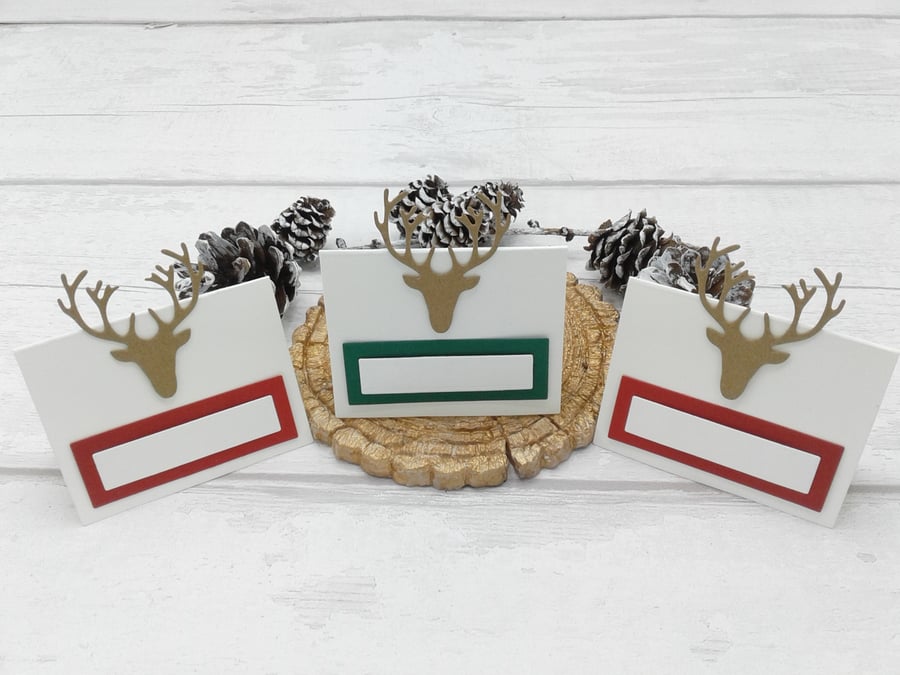 Christmas place settings. 10 place cards. Stag head. Winter weddings. Hogmanay.