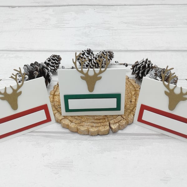 Christmas place settings. 10 place cards. Stag head. Winter weddings. Hogmanay.