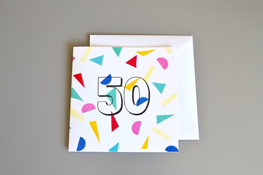 Confetti 50th Birthday Card 