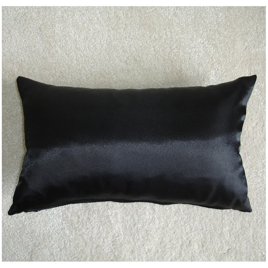 Satin Tempur Travel Pillow Cover 16x10 inch Hypoallergenic Black