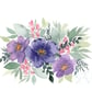 Art Print Loose Watercolour Purple Flowers, available in A4 and A5