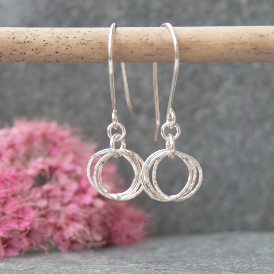 Sterling silver hoop earrings, silver circle earrings, birthday gift idea for he