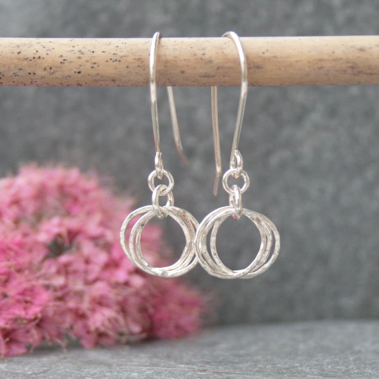 Sterling silver hoop earrings, silver circle earrings, birthday gift idea for he