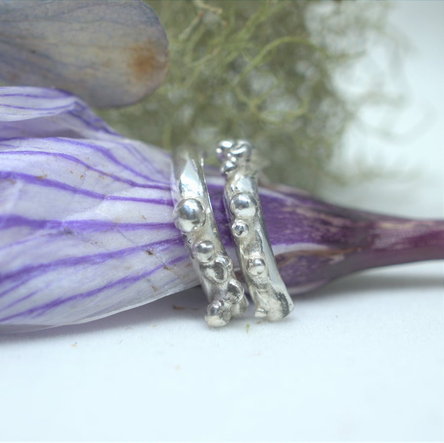 Eco SIlver Textured Half Hoops