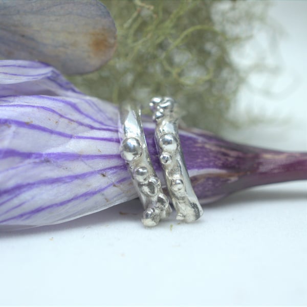 Eco SIlver Textured Half Hoops