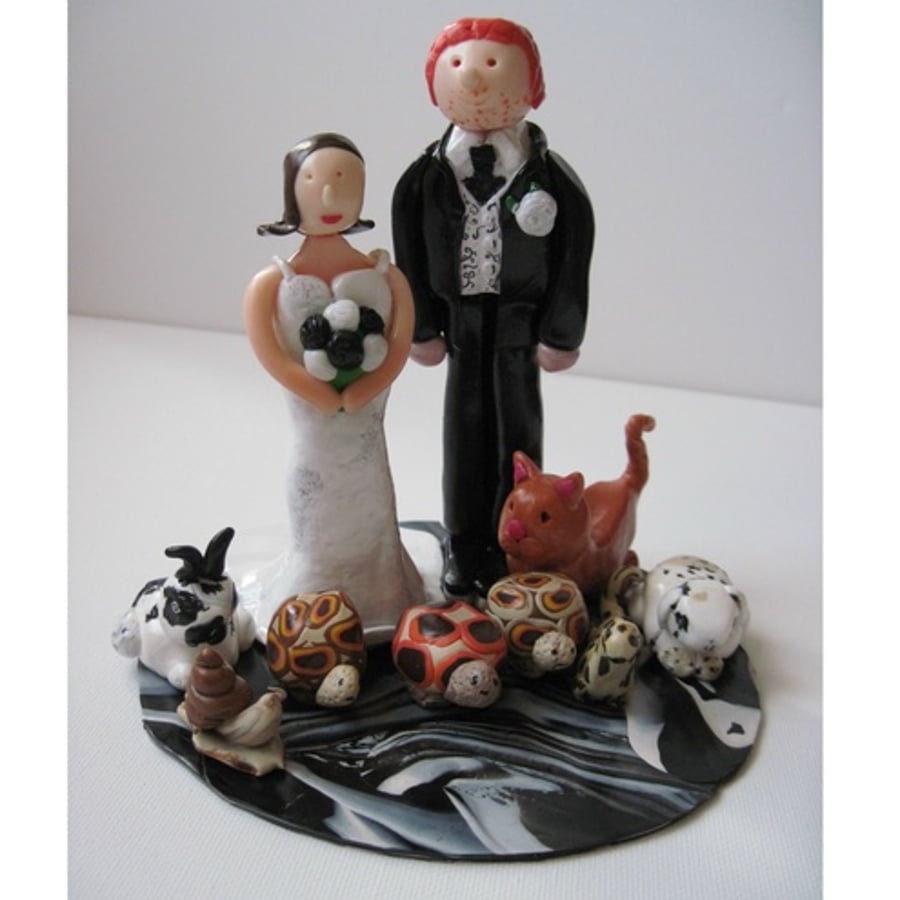 Reserved: bride, Groom and Pets Custom Topper