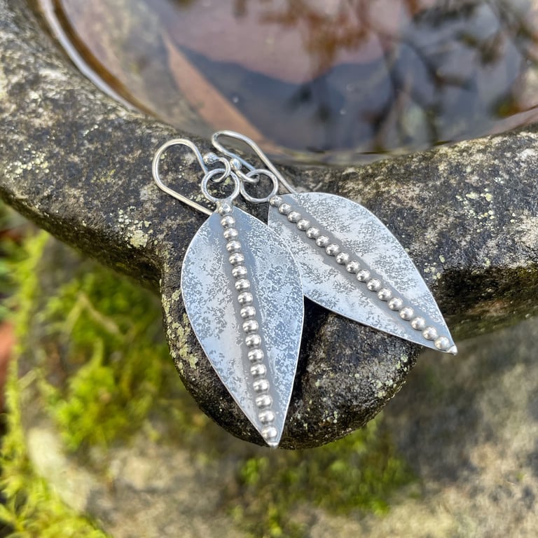 Oxidised Sterling silver tribal shield earrings