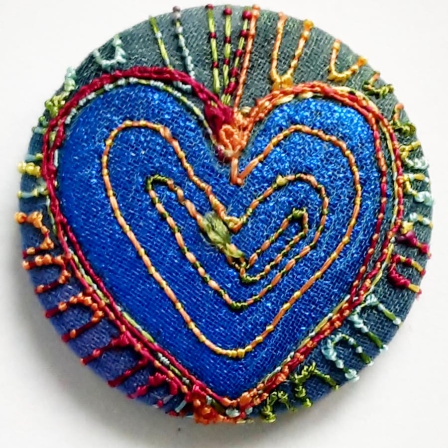 Buttons 1 inch button Hand Dyed Silks and Cottons Free Machine Embroidery Button