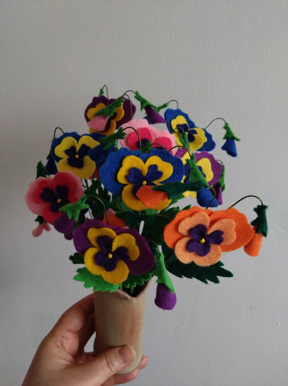 Pansy Felt Flower Stem