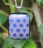 Purple Stars Dichroic Pendant Necklace: Shimmer Fused Glass Mica F2 - Image 2