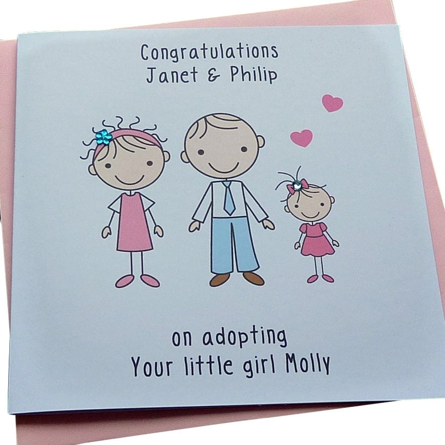 Personalised Handmade Adoption- Forever Family Card- Any Family Group