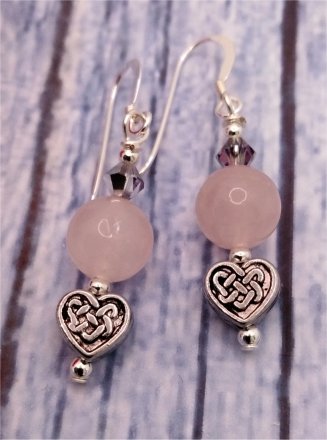 Rose quartz Celtic earrings