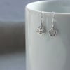 Silver Flower Earrings with Lace Pattern 